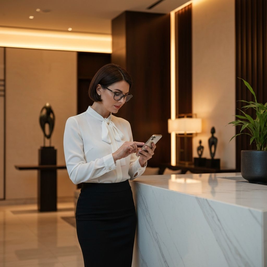 Professional woman in hotel lobby